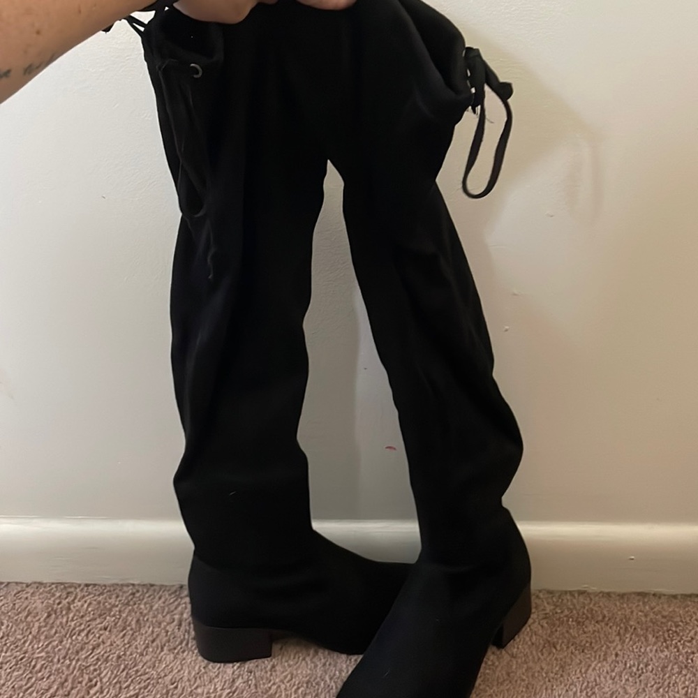 Black thigh high heels